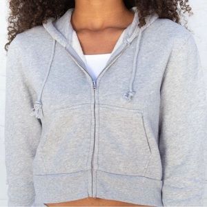 Grey cropped Brandy Melville hoodie